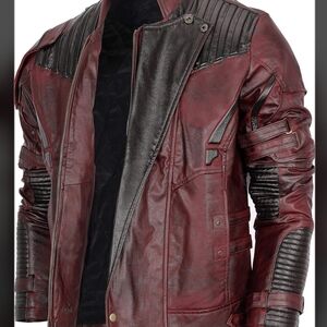 Men's Maroon Leather Bomber Jacket